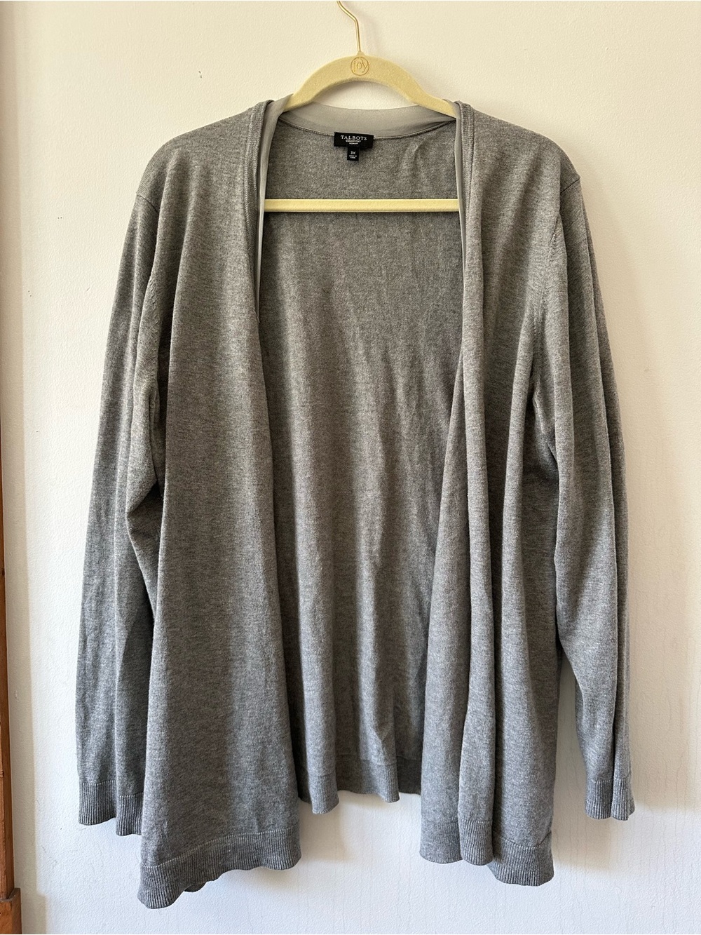 Talbots Open Front Gray cashmere Cardigan